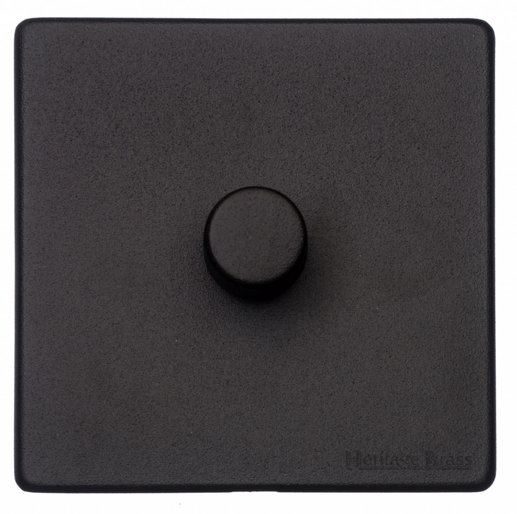 M Marcus Heritage Brass Vintage Range Matt Black 1 Gang 2 Way Push On/Off Dimmer Switch (250 watts)