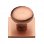 M Marcus Heritage Brass Victorian Round Design Brass Cabinet Knob with Square Backplate 32mm