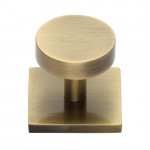 M Marcus Heritage Brass Disc Design Cabinet Knob with Square Backplate 32mm