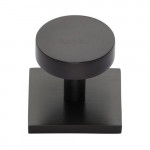 M Marcus Heritage Brass Disc Design Cabinet Knob with Square Backplate 32mm