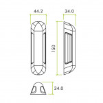 Anti-ligature Pull Handles Back to Back Fixing (Pair) 100mm CTC (150mm) 