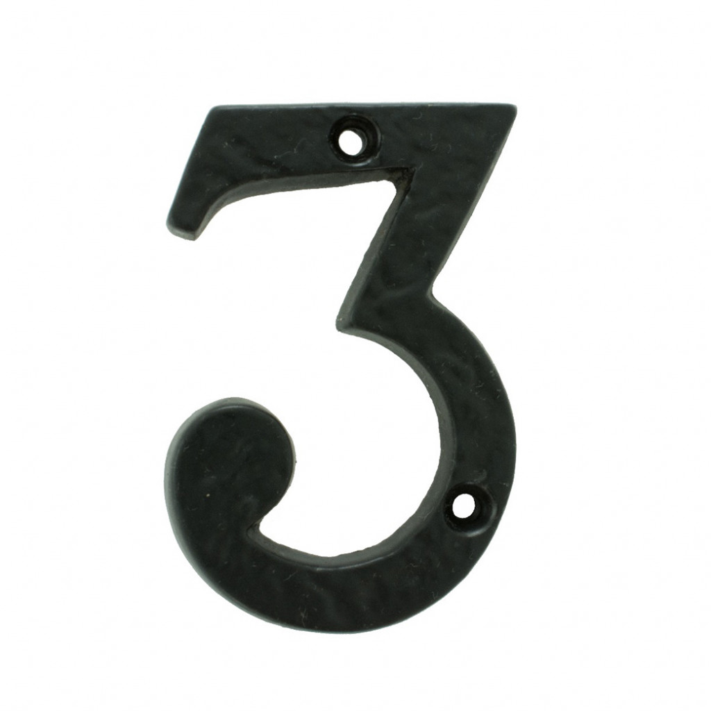 Carlisle Brass Numeral 3 – Face Fix 78mm Antique Black