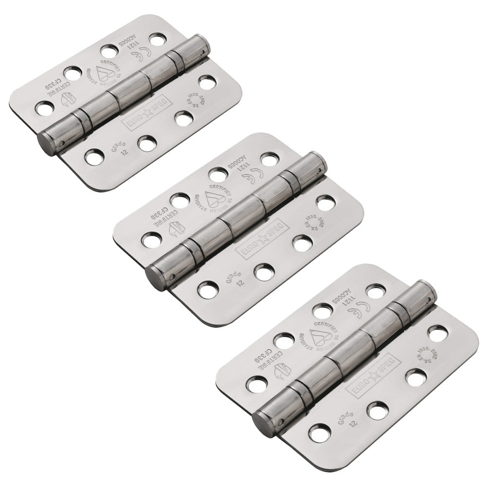 Carlisle Brass Eurospec Enduro Grade 13 Ball Bearing Hinge 102mm x 76mm - Radius corners (Pack of 3)