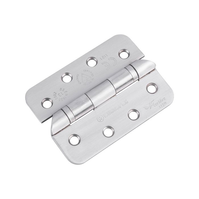 Carlisle Brass Eurospec Enduro Grade 13 Ball Bearing Hospital Tip Hinge 102mm x 76mm Satin Stainless Steel - Radius corners