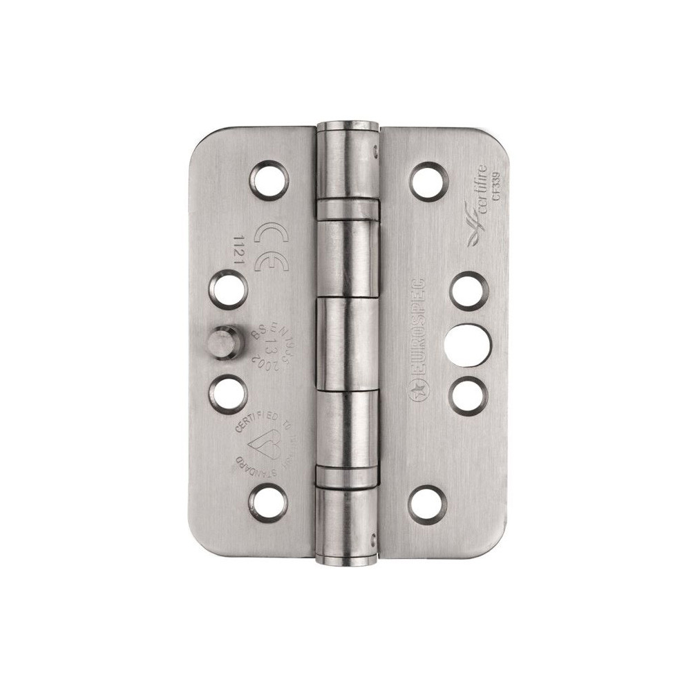 Carlisle Brass Eurospec Enduro Grade 13 Ball Bearing Security Hinge 102mm x 76mm Satin Stainless Steel - Radius corners